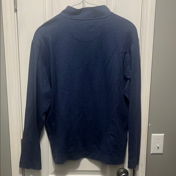 Men's Blue Long Sleeve 1/4 button Polo Shirt - Picture 3 of 3